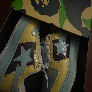 Bape Yellow and Blue Star Sneakers